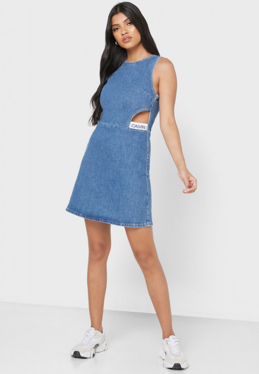 Calvin Klein dámské denim šaty CUT OUT BODYCON DRESS č.1