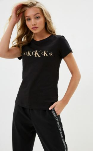 Calvin Klein dámské černé tričko CK ECO SLIM SS TEE | sixty.cz