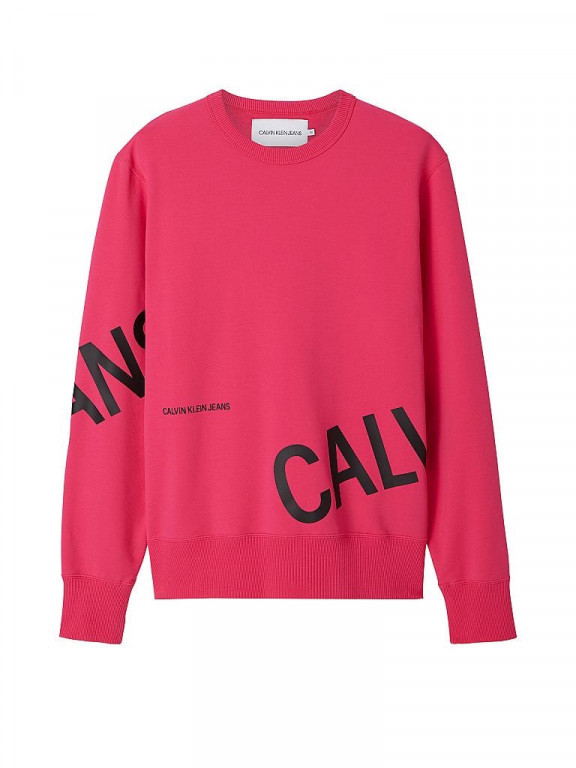 Calvin Klein pánská růžová mikina STRETCH LOGO CREW NECK č.1