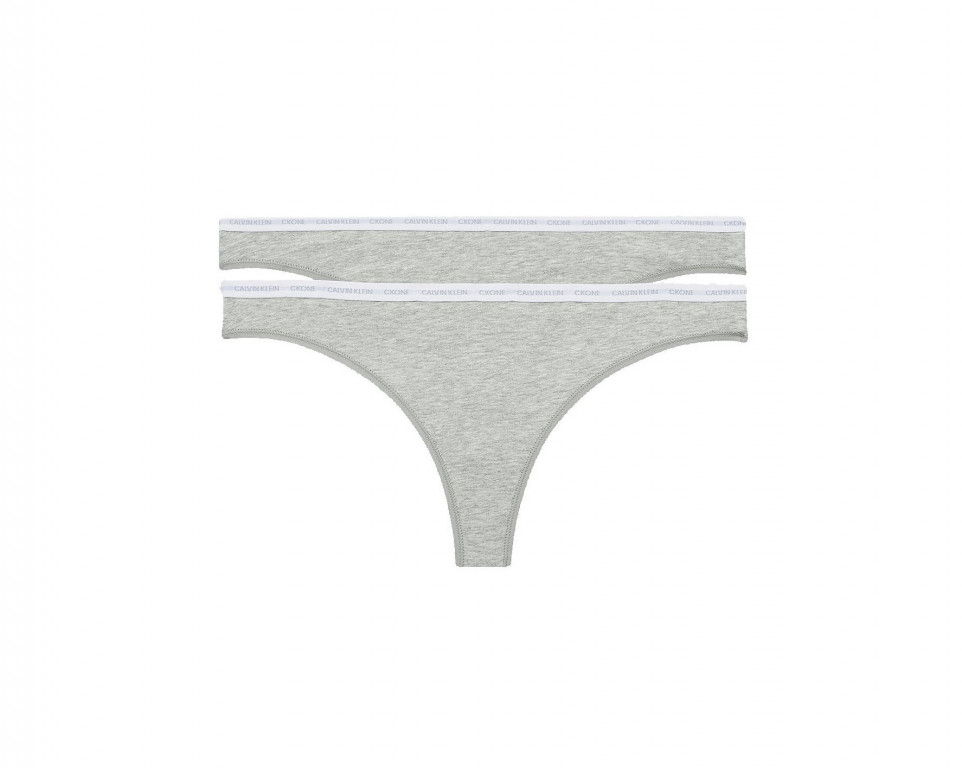 Calvin Klein dámská šedá tanga THONG 2PK - 2 ks v balení č.1