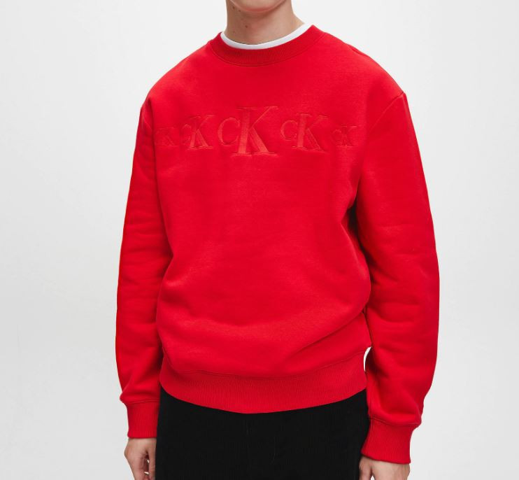 Calvin Klein pánská červená mikina CK ECO CREW NECK č.1
