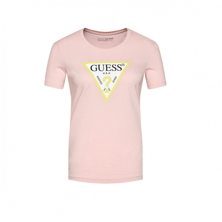 GUESS dámské růžové bavlněné tričko SS CN ORIGINAL TEE č.1