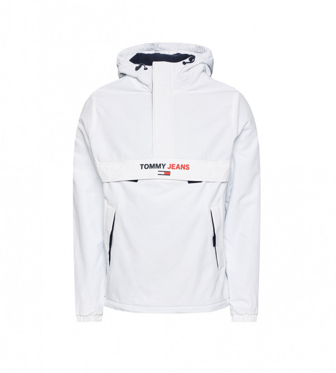 Tommy Jeans pánská bílá bunda TJM SOLID POPOVER JACKET č.1