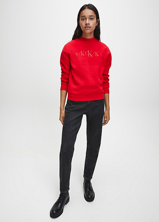 Calvin Klein dámská červená mikina CK ECO CN č.1