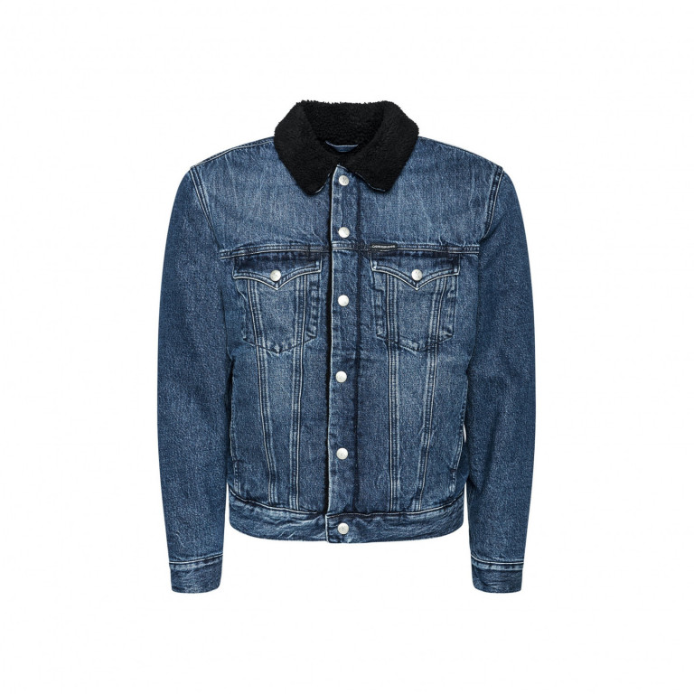 Calvin Klein pánská modrá jeansová bunda FOUNDATION SHERPA JACKET č.1
