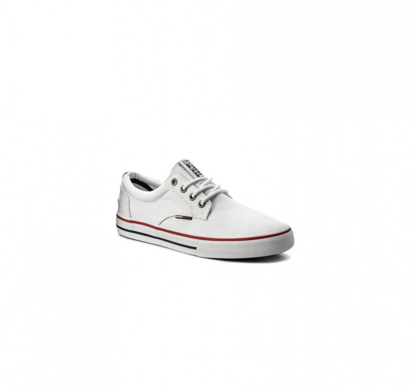Tommy Jeans pánské bílé plátěné tenisky TOMMY JEANS TEXTILE SNEAKER č.1