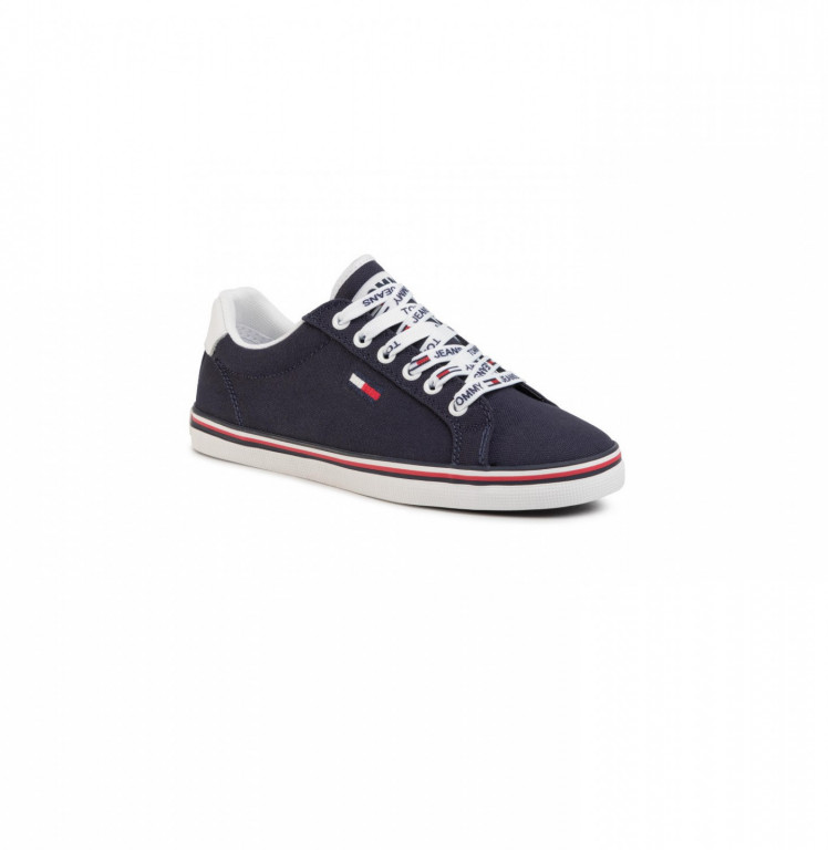 Tommy Jeans dámské tmavě modré plátěné tenisky ESSENTIAL LACE UP SNEAKER č.1