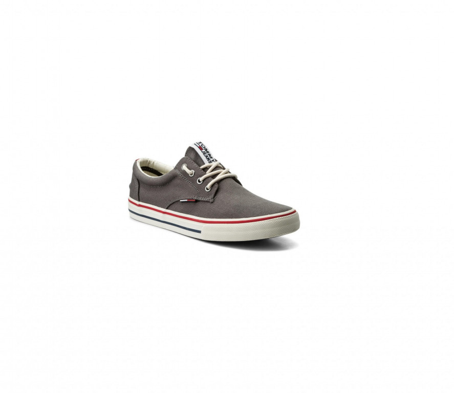 Tommy Jeans pánské šedé plátěné tenisky TOMMY JEANS TEXTILE SNEAKER č.1