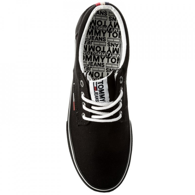 Tommy Jeans pánské černé plátěné tenisky TOMMY JEANS TEXTILE SNEAKER č.5