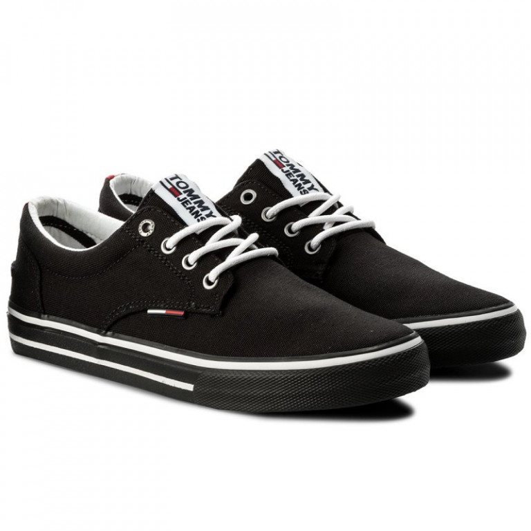 Tommy Jeans pánské černé plátěné tenisky TOMMY JEANS TEXTILE SNEAKER č.3