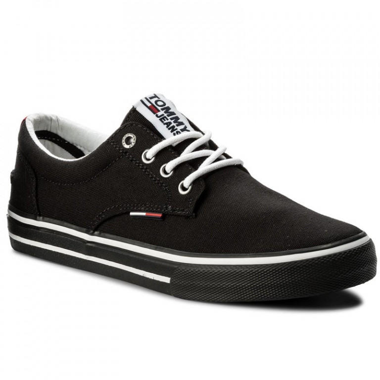 Tommy Jeans pánské černé plátěné tenisky TOMMY JEANS TEXTILE SNEAKER č.2