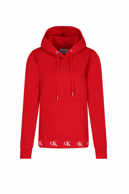 Calvin Klein dámská červená mikina CK LOGO TRIM HOODIE č.1