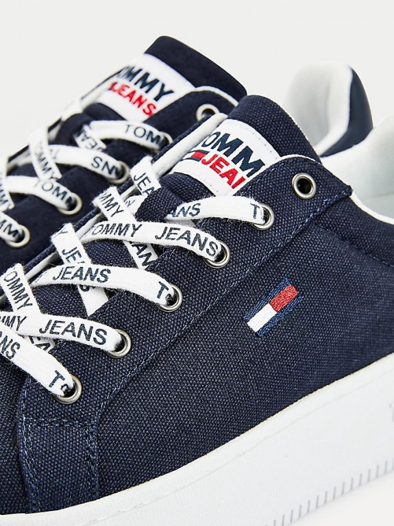 Tommy Jeans dámské tmavě modré plátěné tenisky na platformě ICONIC ESSENTIAL FLATFORM č.3