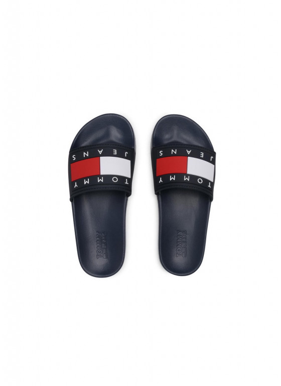 Tommy Jeans dámské tmavě modré pantofle TOMMY JEANS FLAG POOL SLIDE č.1