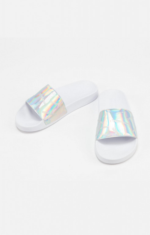 Tommy Jeans dámské bílé metalické pantofle IRIDESCENT POOL SLIDE č.1