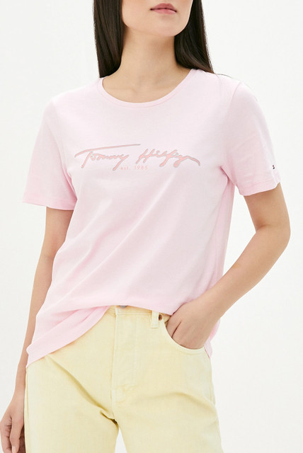 Tommy Hilfiger dámské růžové tričko č.1