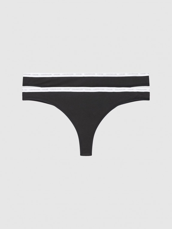 Calvin Klein dámská černá tanga THONG 2PK - 2 ks v balení č.5