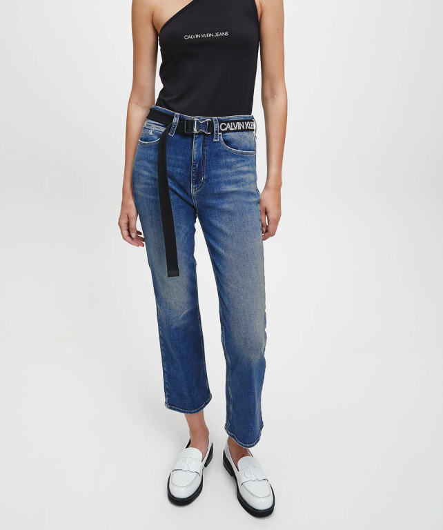 Calvin Klein dámské modré denim džíny HIGH RISE FLARE ANKLE č.1