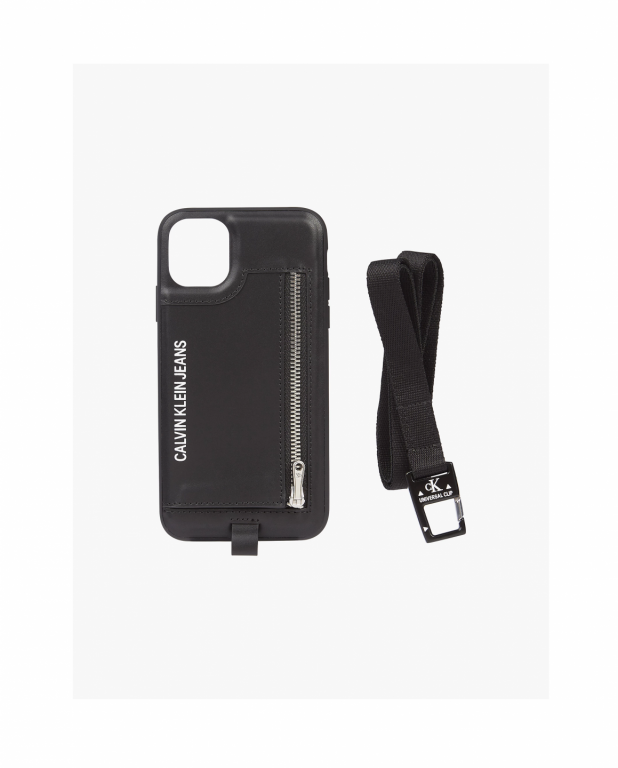 Calvin Klein Jeans pánské černé pouzdro pro iPhone 12 PHONE CASE LANYARD W/COIN č.1