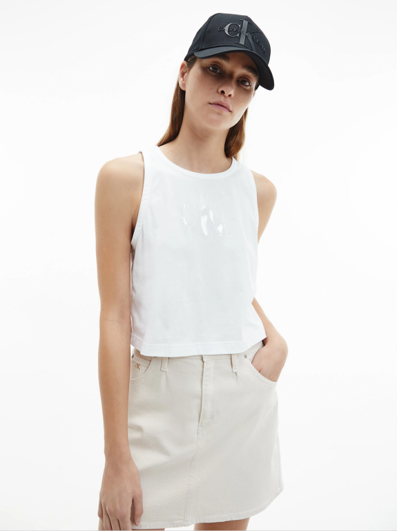 Calvin Klein Jeans dámské bílé tílko TONAL MONOGRAM TANK TOP č.1