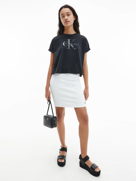 Calvin Klein Jeans dámská bílá sukně SLUB RIB MINI SKIRT č.1