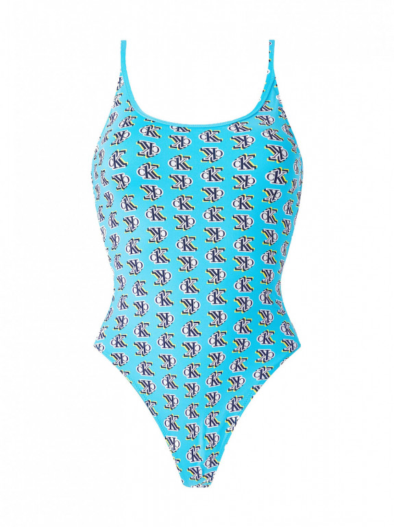 Calvin Klein dámské modré jednodílné plavky SCOOP ONE PIECE-RP-PRINT č.1