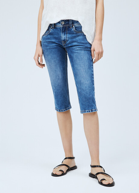 Pepe Jeans modré denim 3/4 kalhoty SATURN CROP č.1