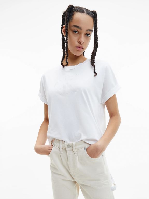 Calvin Klein Jeans dámské bílé tričko TONAL MONOGRAM TEE č.1