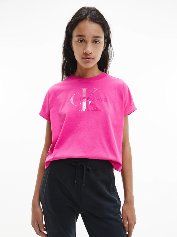 Calvin Klein Jeans dámské růžové tričko TONAL MONOGRAM TEE č.1