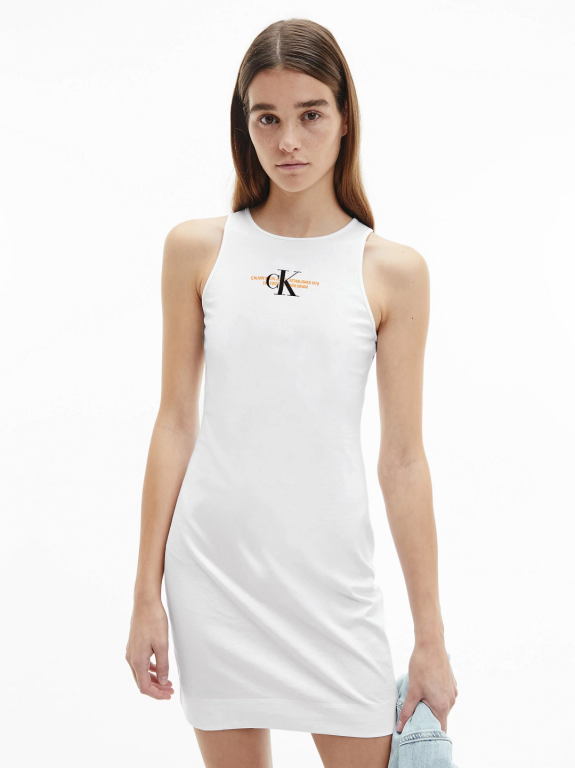 Calvin Klein Jeans dámské bílé šaty URBAN LOGO TANK DRESS č.1
