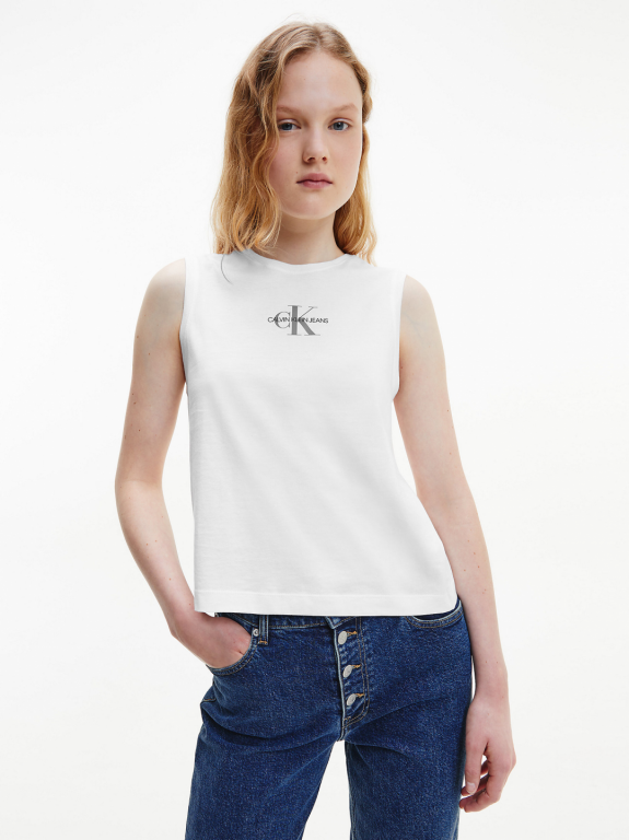 Calvin Klein Jeans dámské bílé tílko MONOGRAM TANK TOP č.1