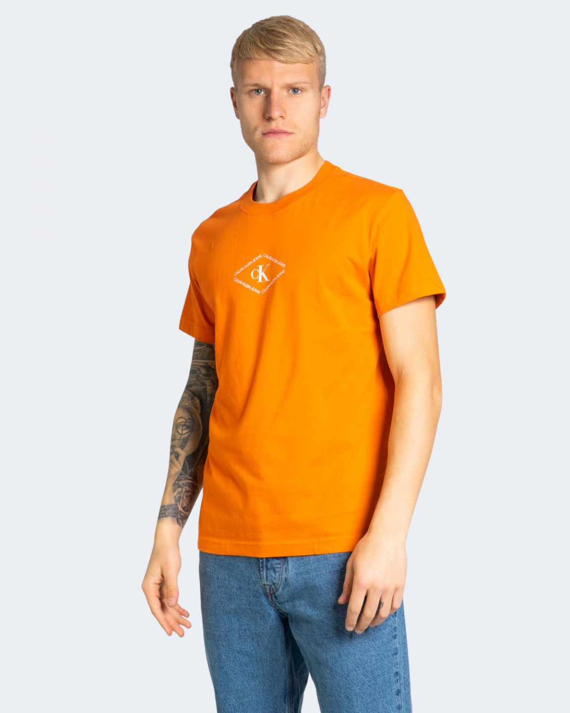 Calvin Klein Jeans pánské oranžové tričko CK MONOTRIANGLE TEE