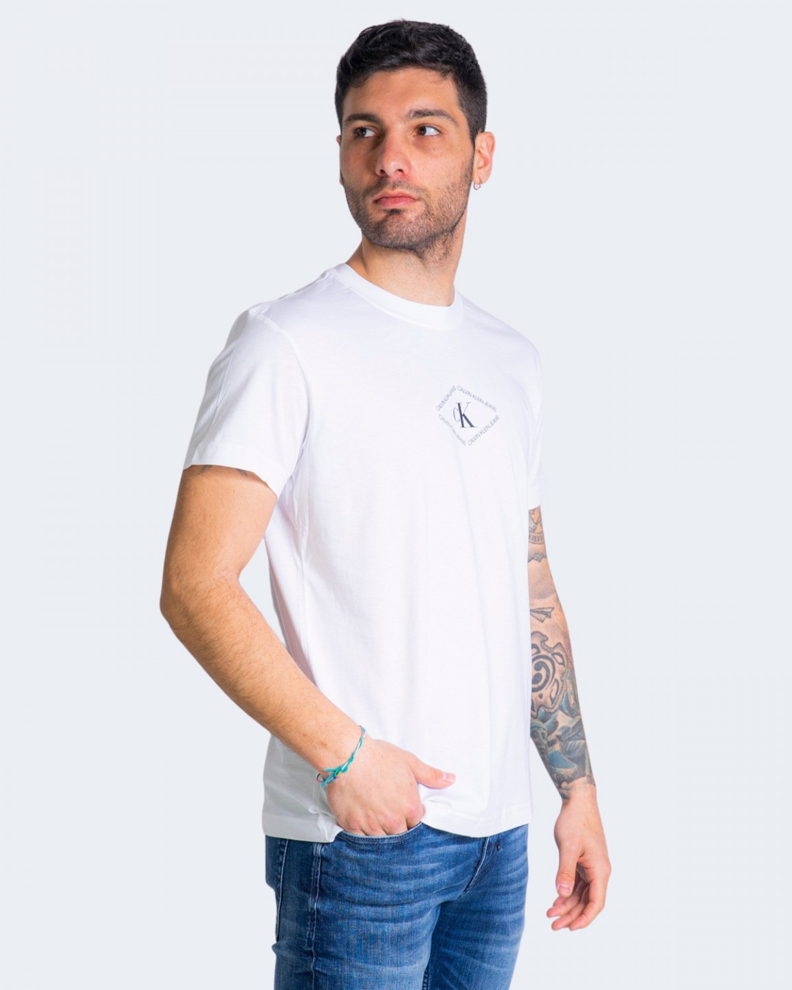 Calvin Klein Jeans pánské bílé tričko CK MONOTRIANGLE TEE
