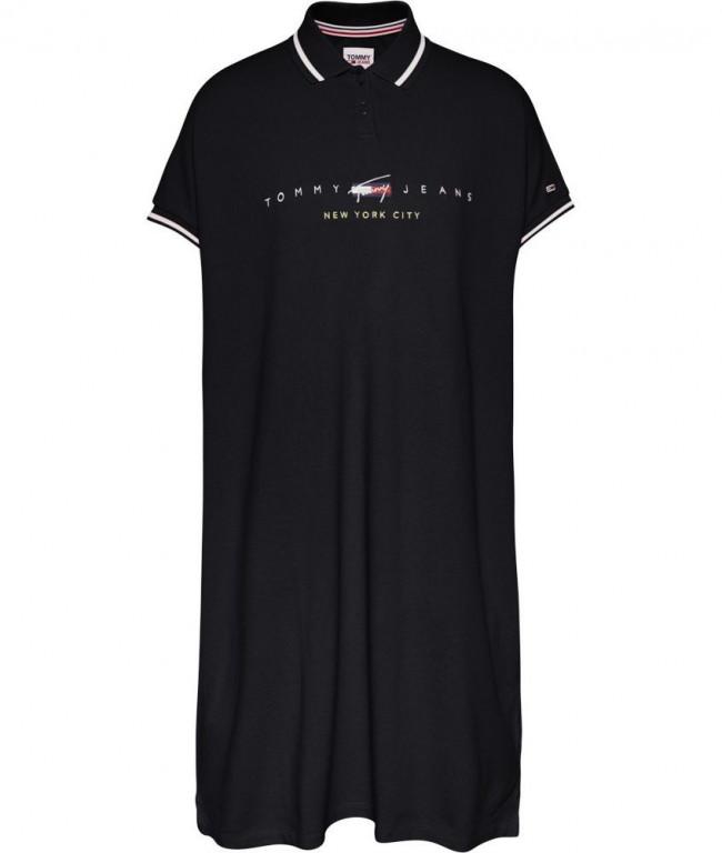 Tommy Jeans dámské černé košilové šaty TJW MODERN LOGO POLO DRESS č.1