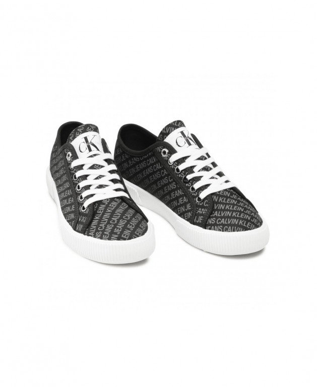 Calvin Klein dámské černé tenisky VULCANIZED SNEAKER LACEUP AOP CO č.1