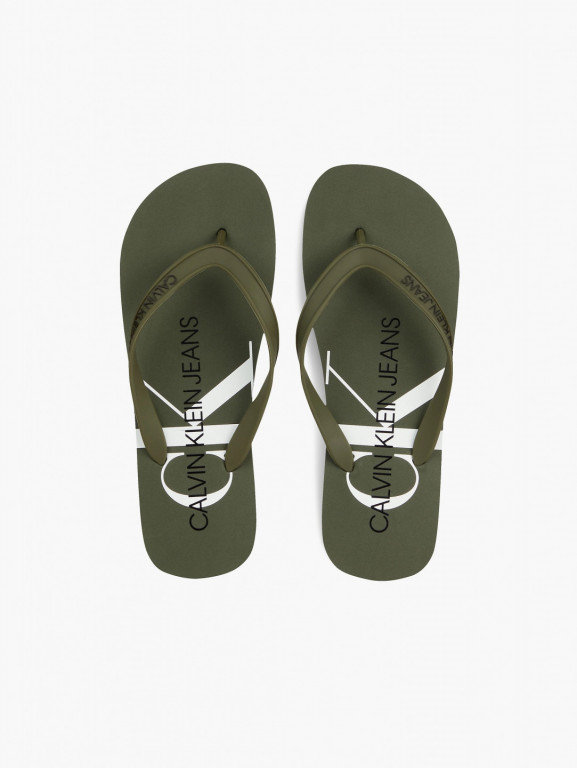 Calvin Klein pánské olivové žabky BEACH SANDAL MONOGRAM TPU č.1