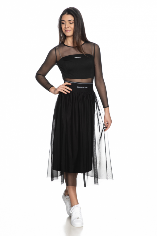 Calvin Klein Jeans dámská černá sukně LOGO ELASTIC MESH MIDI SKIRT č.1