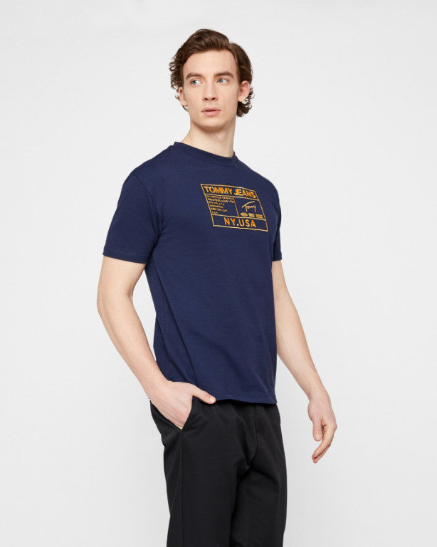 TOMMY JEANS pánské tmavě modré tričko TJM GOLD EMBROIDERY LOGO TEE č.1