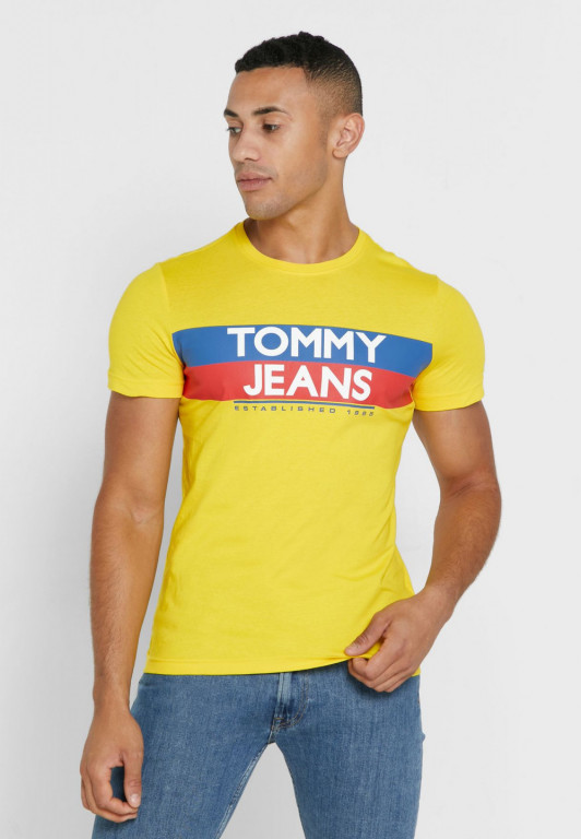 TOMMY JEANS pánské žluté tričko TJM CONTRAST COLOR TOMMY TEE č.1