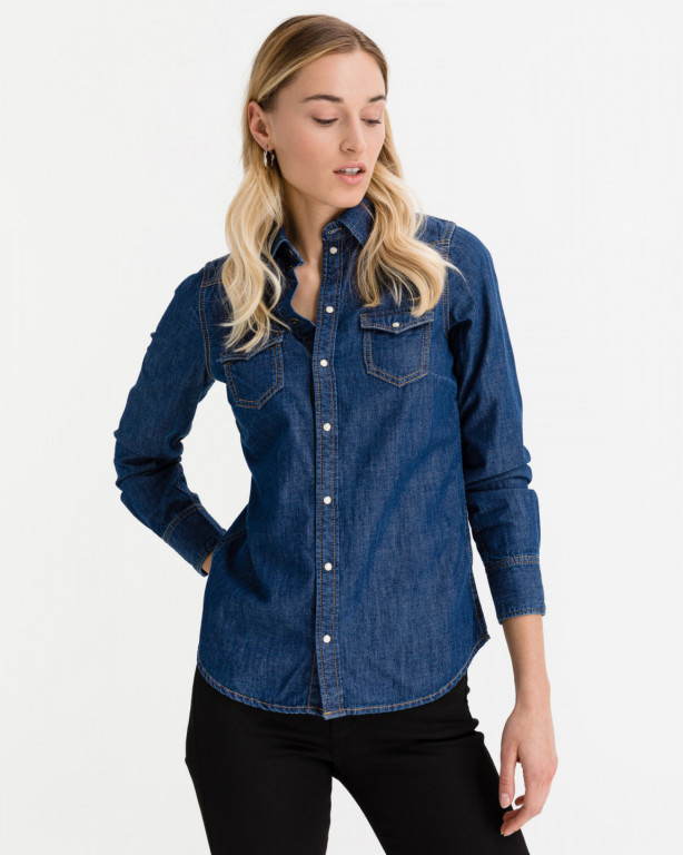 Pepe Jeans dámská modrá džínová košile s dlouhým rukávem RHONDA č.1