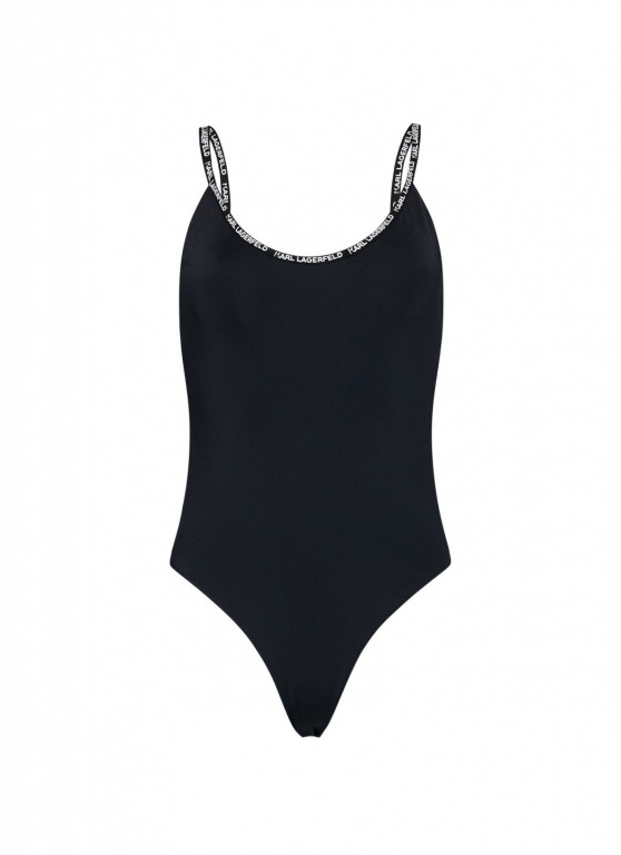 Karl Lagerfeld dámské černé jednodílné plavky BRANDED TAPE č.1