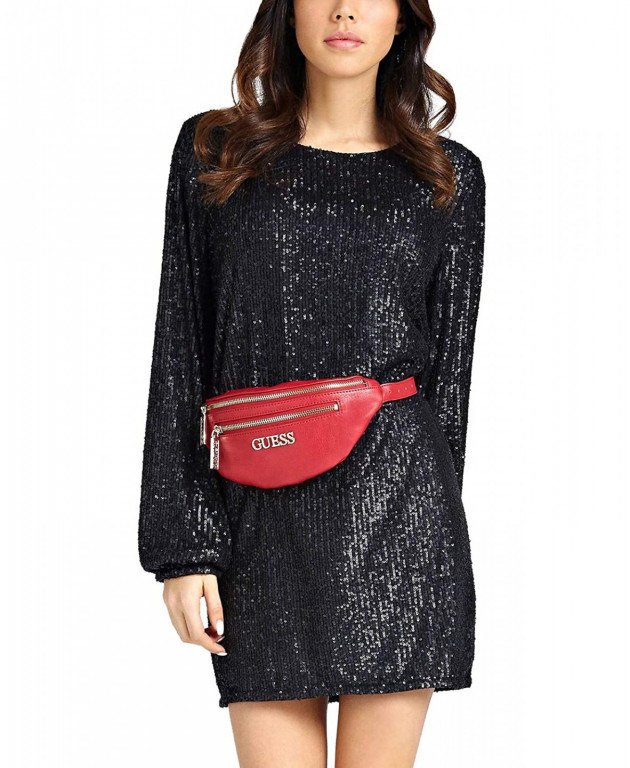 GUESS dámská červená ledvinka MANHATTAN BELT BAG FRONT POCKET č.1