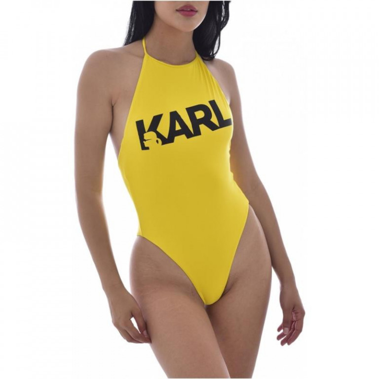 Karl Lagerfeld dámské žluté jednodílné plavky PRINTED LOGO č.1