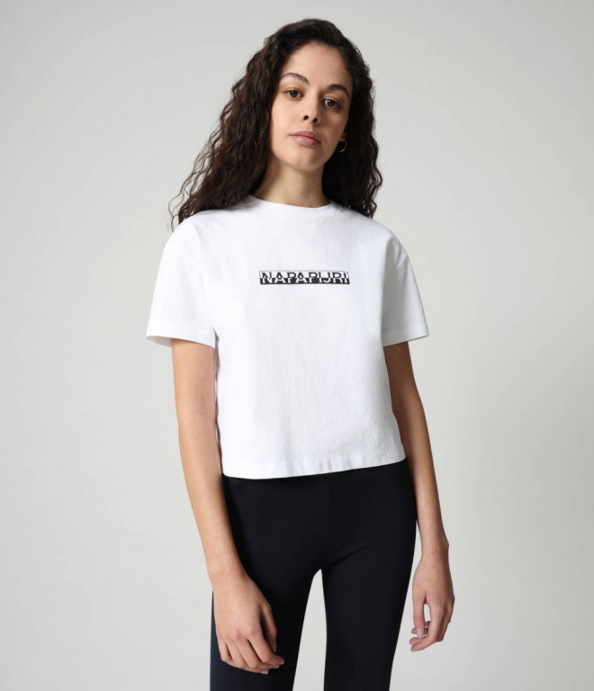 Napapijri dámské bílé krátké tričko s nápisem S-BOX č.1