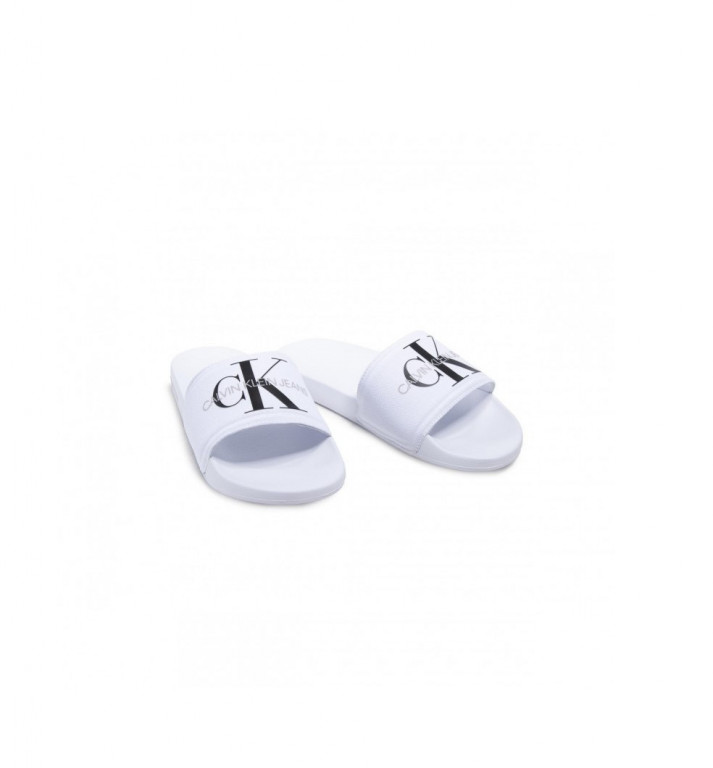 Calvin Klein pánské bílé pantofle SLIDE MONOGRAM CO č.1