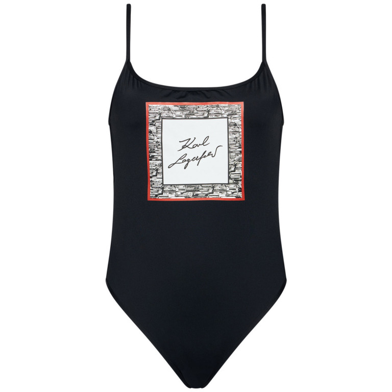 Karl Lagerfeld dámské jednodílné černé plavky LIBRARY č.1