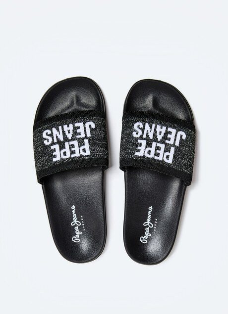 Pepe Jeans dámské černé pantofle SLIDER KNIT č.1