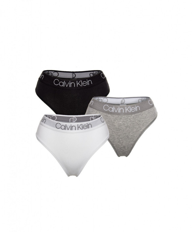Calvin Klein dámská vícebarevná tanga 3PK HIGH WAIST THONG - 3 ks v balení č.1