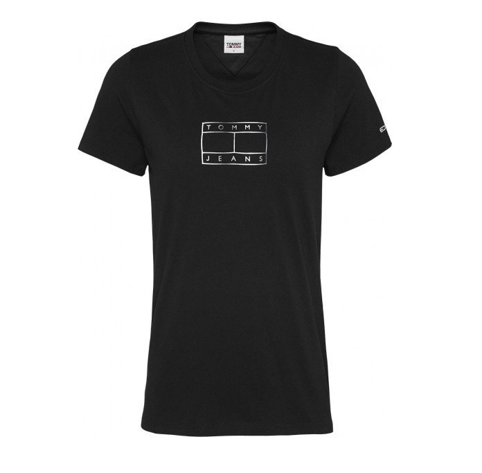 Tommy Jeans dámské černé tričko TJW OUTLINE FLAG TEE č.1