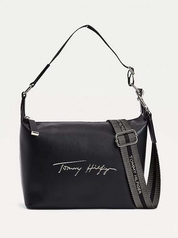 Tommy Hilfiger dámská černá kabelka s nápisy ICONIC TOMMY HOBO SIGN č.1